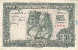 CRBS1147 BILLETE ESPAÑA 1000 PESETAS 1957 SIN SERIE BC - Otros & Sin Clasificación