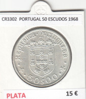 CR3302 MONEDA PORTUGAL 50 ESCUDOS 1968 MBC PLATA - Andere - Europa