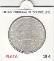 CR3300 MONEDA PORTUGAL 50 ESCUDOS 1972 MBC PLATA - Andere - Europa