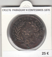 CR3276 MONEDA PARAGUAY 4 CENTESIMOS 1870 MBC - Sonstige – Amerika