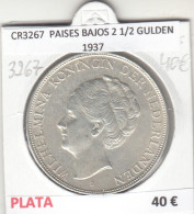 CR3267 MONEDA PAISES BAJOS 2 1/2 GULDEN 1937 MBC PLATA - Andere - Europa