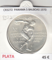 CR3272 MONEDA PANAMA 5 BALBOAS 1970 MBC PLATA - Otros – América