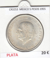 CR3253 MONEDA MEXICO 5 PESOS 1955 PLATA - Other - America