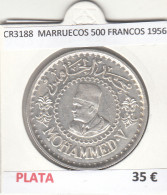 CR3188 MONEDA MARRUECOS 500 FRANCOS 1956 MBC PLATA  - Otros – Africa