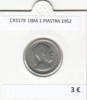 CR3179 MONEDA LIBIA 1 PIASTRA 1952 MBC  - Otros – Africa