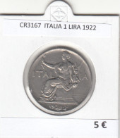 CR3167 MONEDA ITALIA 1 LIRA 1922 MBC  - Andere - Europa