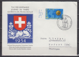 Schweiz Auslandsbrief Tag Der Briefmarke1954 Mit 1x596 SSt Luzern/5.XII.54 - Brieven En Documenten