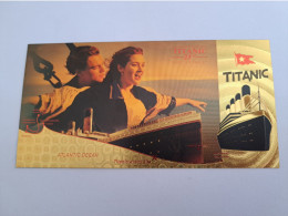 BANKNOTE / GOLDFOIL BILJET / TITANIC 1912/ LEONARDO DI CAPRIO/ KATE WINSLET/ SOUVENIR BILJET / UNC ** Goldfoil 002 ** - Andere & Zonder Classificatie