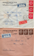 Israel 1952, 1954 Rishon Lezion Interesting Post Marks Lot Of 1 Express Registered & 1 Registered Covers IV - Lettres & Documents