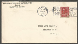 1926 National Steel Car Corner Card Cover 3c Admiral Slogan Hamilton Ontario - Postal History
