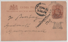 India.Indian States Gwalior.1902  Edward Post Card Brown & Buff 121x74 Mm Gwalior Over Print On Edward Post Card  (G11) - Gwalior