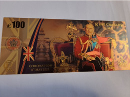 BANKNOTE / GOLDFOIL BILJET /CORONATION /  KING CHARLES 3TH/ POUND 100,-/ SOUVENIR BILJET / UNC ** Goldfoil 004 ** - Other & Unclassified