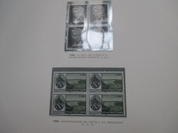 1964  QUARTINE N.2 Valori Posta Aerea Michelangelo 185 Lire + G.da Verrazzano L.130 - 1946-60: Mint/hinged