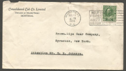 1926 Consolidated Cab Co Corner Card Cover 2c Admiral Slogan Montreal Quebec - Postal History