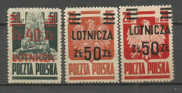 POLONIA MNH ** PA 16 + PA 17 + PA 17 A - Unused Stamps