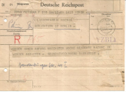 ALEMANIA 1946 TELEGRAMA DE POTSDAM  A BERLIN - Telecom