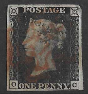 Grande-Bretagne YT N° 1 Penny Black Oblitéré. TB - Used Stamps