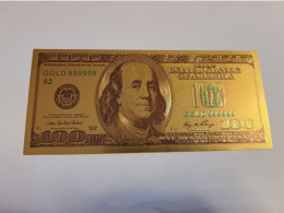 BANKNOTE / GOLDFOIL BILJET/ AMERICA  ONE HUNDRED   DOLLAR / SOUVENIR BILJET / UNC ** Goldfoil 017 ** - Other & Unclassified