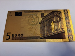 BANKNOTE / GOLDFOIL BILJET/  EUROPA/ EURO 5 / SOUVENIR BILJET / UNC ** Goldfoil 018 ** - Other & Unclassified