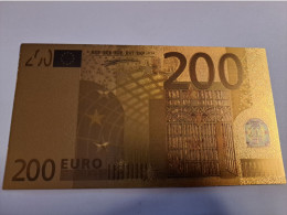 BANKNOTE / GOLDFOIL BILJET/  EUROPA/ EURO 200 / SOUVENIR BILJET / UNC ** Goldfoil 023 ** - Andere & Zonder Classificatie