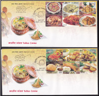 India 2017 Indian Cuisine,Food,Gastroonmy,Dosa, Bread,Desserts,Somosa, 2 FDC (**) Inde Indien - Storia Postale