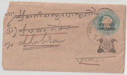 India. Indian States Gwalior.1883 Victoria Cover White  Brownish 118x66 Mm. Gwalior Over Print On Victoria Envelope(G18) - Gwalior