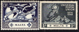 Malta - 1949 -  75th Anniversary Of Universal Postal Union (UPU) - Mint Stamp Set - Malte