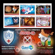 Guinea Bissau 2021, Against Covid, WHO, Red Cross, Map, Flag, 6val In BF IMPERFORATED - Disease