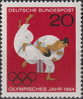 1964 Deutschland > BRD, ** Mi:DE 451, Sn:DE 899, Yt:DE 319, Judo, Olympische Sommerspiele 1964 - Tokio - Zomer 1964: Tokyo
