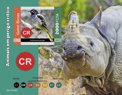 Guinea Bissau 2021, Animals In Danger, Birds, Rhino, BF - Rhinozerosse