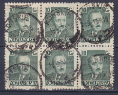 Poland 1950 Mi. 672, 10 Gr. Boleslaw Bierut 6-Block KONSKIE Cancel - Blocs & Feuillets