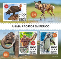 Guinea Bissau 2021, Animals In Danger, Penguin, Monkey, Jena, Elephant, 3val In BF - Gorilla