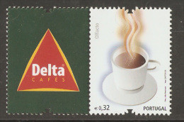 Portugal 5 Sens Timbre Enterprise Avec Vignette ODEUR Café 2009 ** Portugal 5 Senses Stamp Coffee SMELL Corporate Tab ** - Unused Stamps