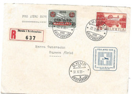 13 - 63 - Enveloppe Recommandée Vol Pro Aero 1938 Zürich-Chur - Other & Unclassified