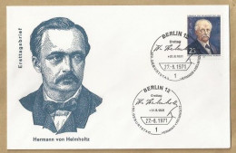 DE.- ERSTTAGSBRIEF. 150 GEBURTSTAG HERMANN VON HELMHOLTZ. - 27.8.1971.  BERLIN 12. FDC. - 1971-1980