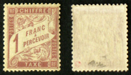 N° TAXE 39 1F Rose/paille Neuf N* TB Cote 980€ Signé Calves - 1960-.... Mint/hinged