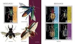 Guinea Bissau 2021, Animals, Beetle, 4val In BF +BF - Escarabajos