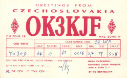 QSL Card Czechoslovakia Radio Amateur Station OK3KJF  Y03CD Dom 1983 - Radio Amatoriale