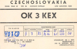 QSL Card Czechoslovakia Radio Amateur Station OK3KEX Y03CD 1983 Bela - Radio Amatoriale