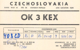 QSL Card Czechoslovakia Radio Amateur Station OK3KEX Y03CD 1983 Bela - Radio Amatoriale