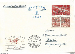 13 - 26 - Enveloppe Pro Aero 1946 Luzern - Lausanne - Timbre Pro Aero - Altri & Non Classificati