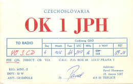 QSL Card Czechoslovakia Radio Amateur Station OK1JPH Y03CD 1984 Pavel Hermann - Radio Amatoriale