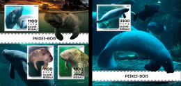 Guinea Bissau 2021, Animals, Dugongs, 3val In BF +BF - Sonstige & Ohne Zuordnung