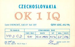 QSL Card Czechoslovakia Radio Amateur Station OK1IQ Y03CD 1983 Laco Didecky - Radio Amatoriale