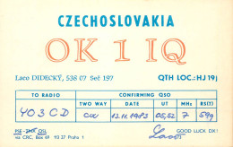 QSL Card Czechoslovakia Radio Amateur Station OK1IQ Y03CD 1983 Laco Didecky - Radio Amateur