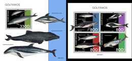 Guinea Bissau 2021, Animals, Dolphins I, 4val In BF +BF - Dolfijnen