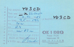 QSL Card Czechoslovakia Radio Amateur Station OK1DRQ Y03CD 1983 Pavel - Radio Amateur