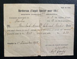 70098 - Bordereau D'impôt Foncier Pour 1915 Commune De Roches - Zwitserland