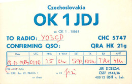 QSL Card Czechoslovakia Radio Amateur Station OK1JDJ Y03CD Jiri Dolezal - Radio Amatoriale