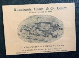 70102 - Suisse Horlogerie Publicité Russbach, Hänni & Cie Court Ebauches & Finissages Collée Sur Carton - Pubblicitari